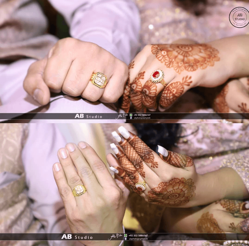 Wedding rings and henna details